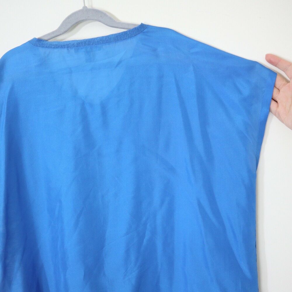 Eileen Fisher Size PS Silk Charmeuse Linen Knit Top Blue V Neck - Picture 10 of 12